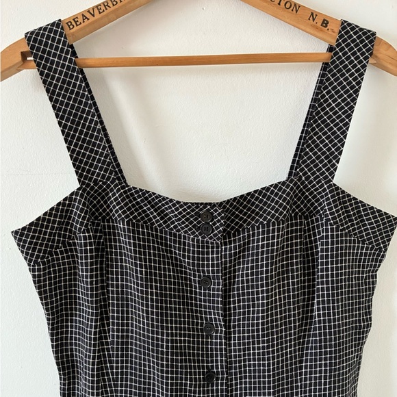 Ann Taylor LOFT 100% Linen Black and White Check Midi Dress - Size 6 - Picture 6 of 9